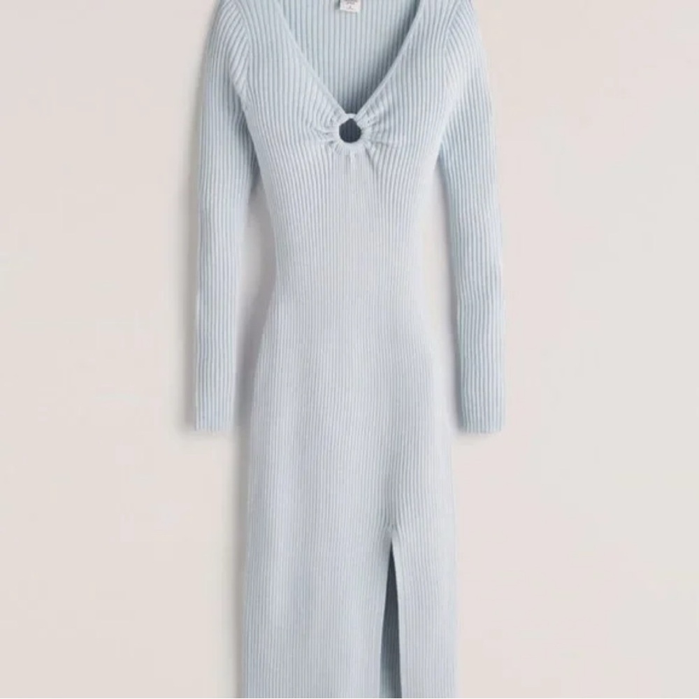 Abercrombie & Fitch Blue Sheath Dress Long Sleeve V-Neck